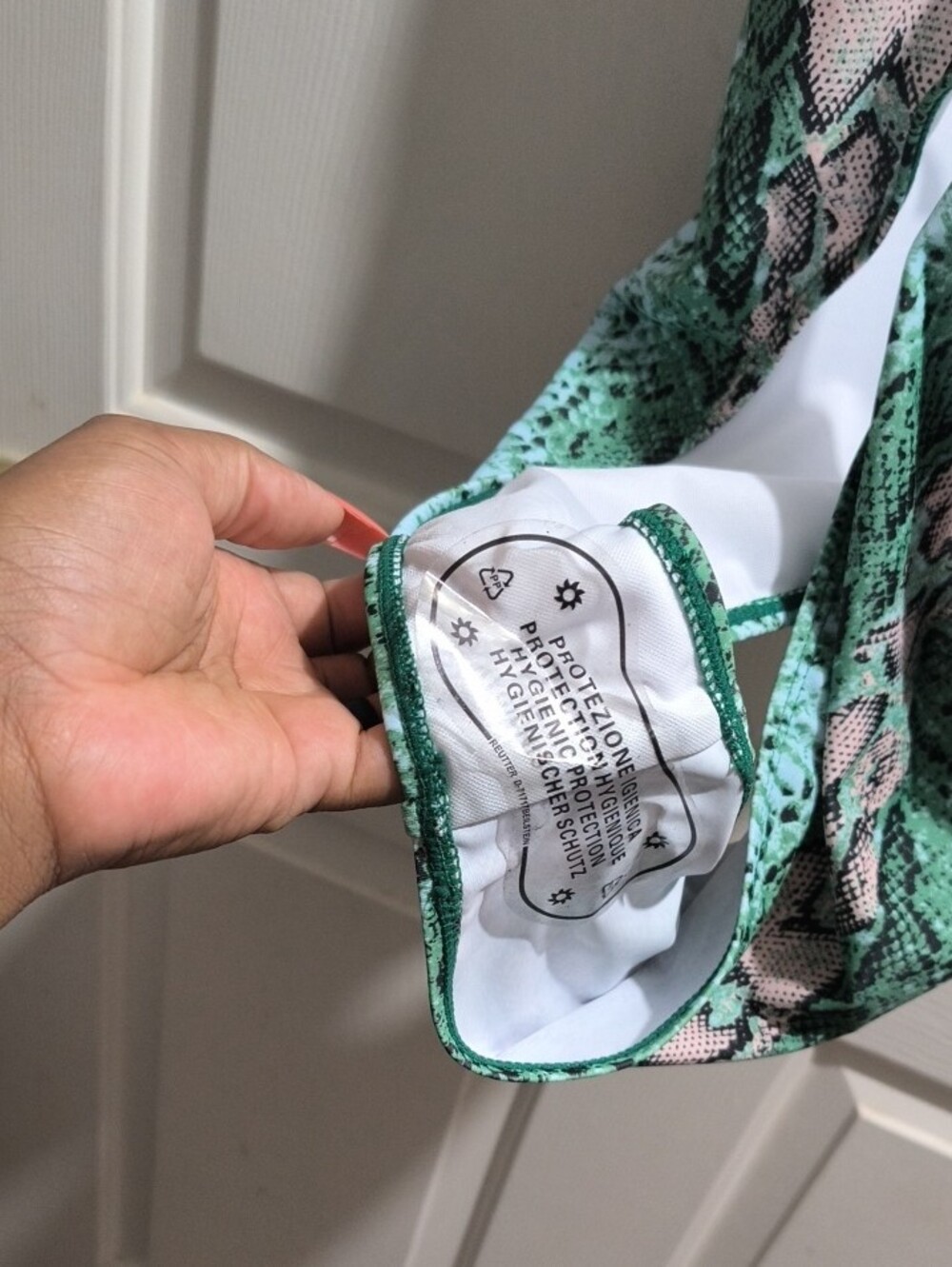 White Swim Top with Green Stitching - XL - Picture 4 of 6